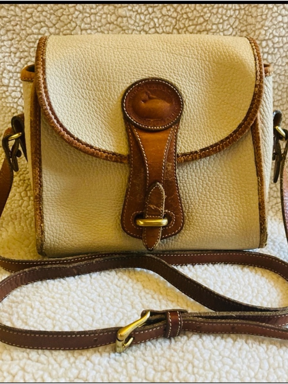 Vintage 1980-90's Dooney & Burke Pebbled Leather All Weather Saddle/Crossbody